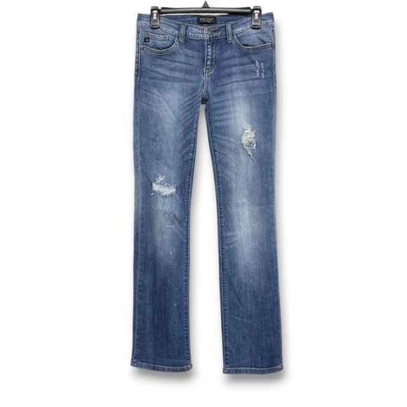 Judy Blue Cuffed Straight Leg Distressed Medium Wash Jeans Size 7/28 - Picture 2 of 12